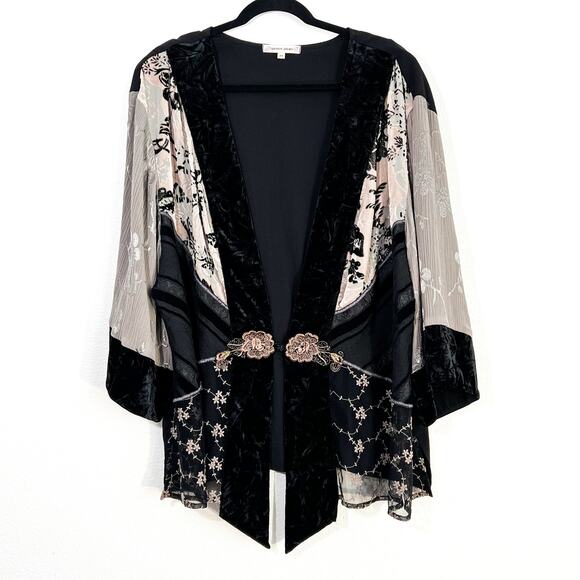 VTG Spencer Alexis Kimono Velvet Burnout Plus Size 3X Whimsigoth Fairy Witchy - Picture 2 of 6